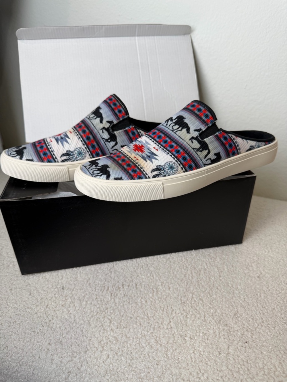 Montana West Slip-On Sneakers in Black, Red, Gray, and Cream Pony NIB - Picture 7 of 10